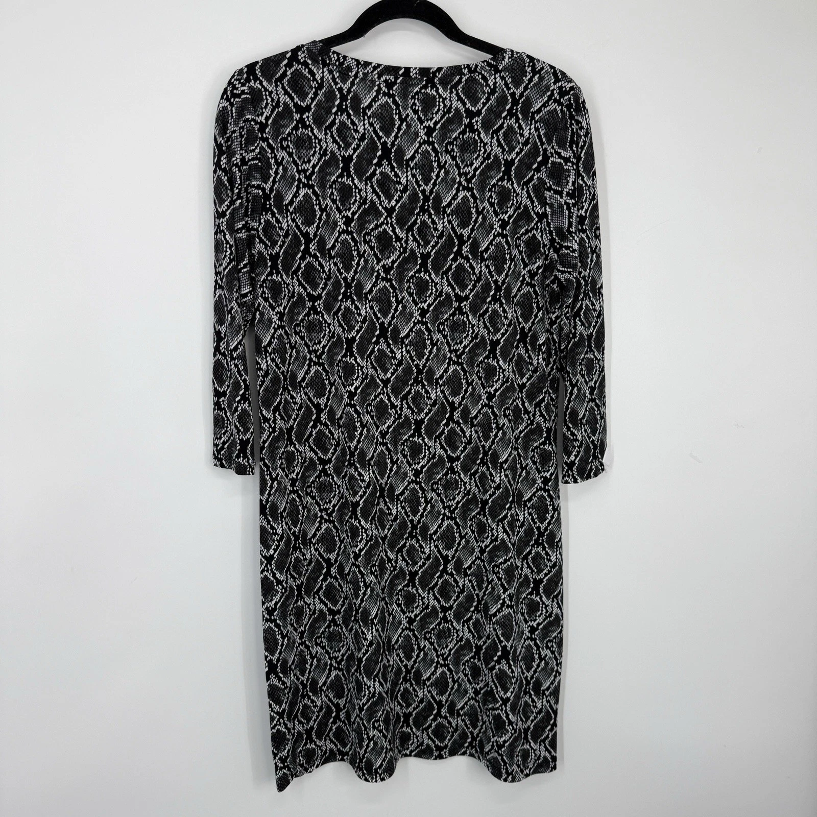 Abito a tubino Michael Kors taglia grande nero stampa animalier maglia aderente manica 3 4