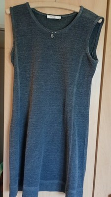 Elisa Cavaletti Club Damen Minikleid Gr. 40 grau ärmellos Rundhals Strass