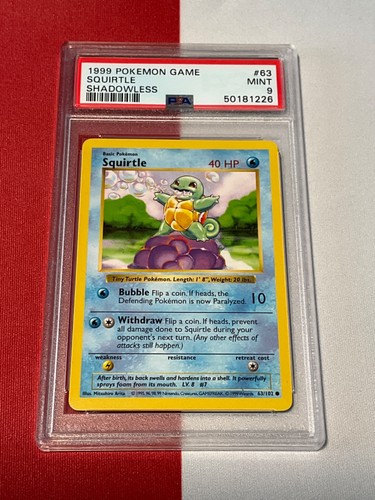 Squirtle (Shadowless) graded PSA 9 for sale on eBay