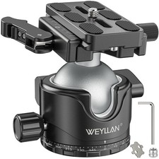 EH46L Lever Ball Head with Stainless Steel Lock Pin, 46mm Low Profile Heavy D...