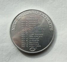 VINTAGE 1973 NEW ENGLAND PATRIOTS SCHEDULE  JOHNNIE WALKER RED TOKEN FOOTBALL