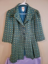 Tulle Coat Women’s M Blue Green Patterned