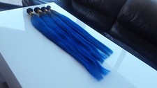 BRAZILIAN STRAIGHT VIRGIN HUMAN HAIR WEFT 1B/BLUE 2TONE OMBRE BUNDLE 28 28 30 30