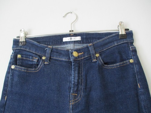 Pantalones de mezclilla 7 For All Mankind The Skinny para mujer W30 L29 azul enjuagado diseñador - Imagen 3 de 15