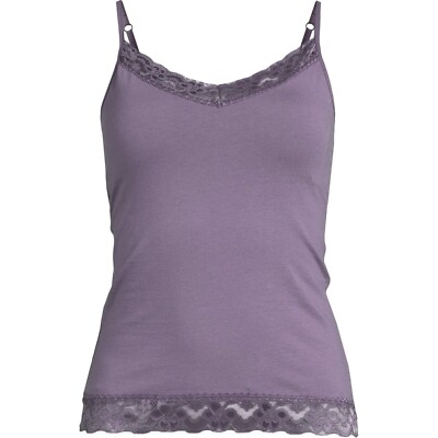 No Boundaries Lace Trim Cami UK Elderberry Purple Sizes S, M, L