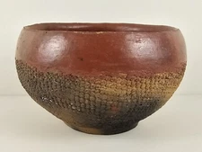 POTTERY - Vintage Primitive Antique Wood Fired Native Earthen Clay Bowl 6x3.5