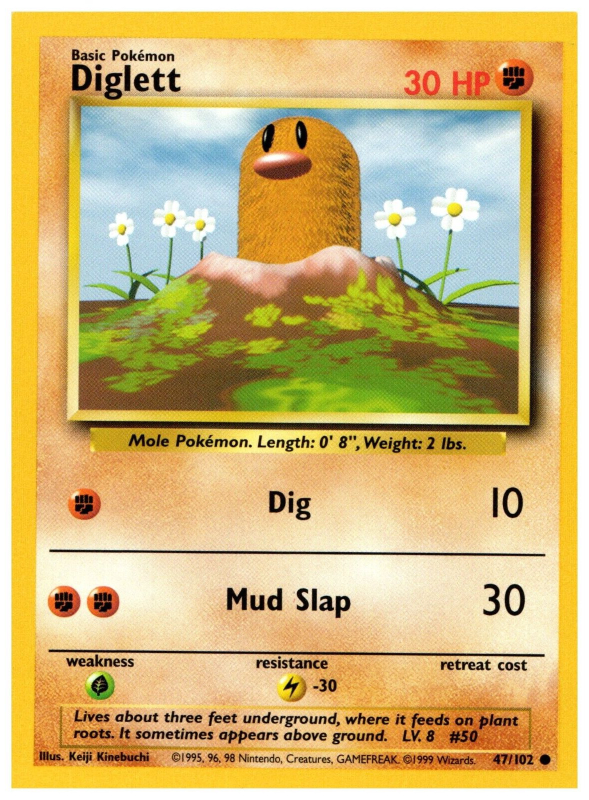 Diglett 47/102 Common Pokemon Card 1999