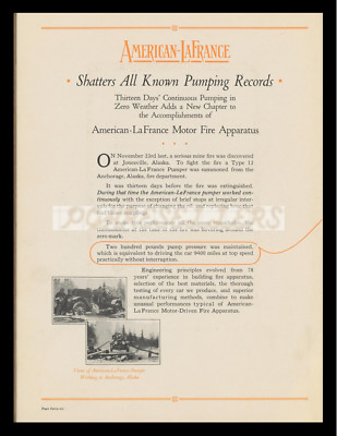 American LaFrance Fire truck VTG 1923 Brochure Ad Reproduction Print 8.5x11''