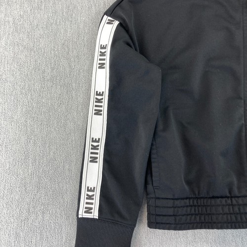NIKE SPORTSWEAR Track Jacket Girls M Black NSW Tricot Spellout Trim Full Zip - Picture 4 of 13