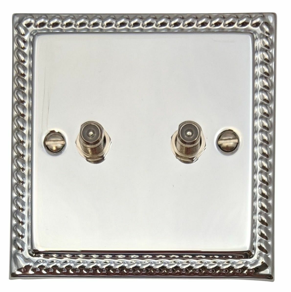 G&H MC237 Monarch Roped Polished Chrome 2 Gang Satellite Socket Point