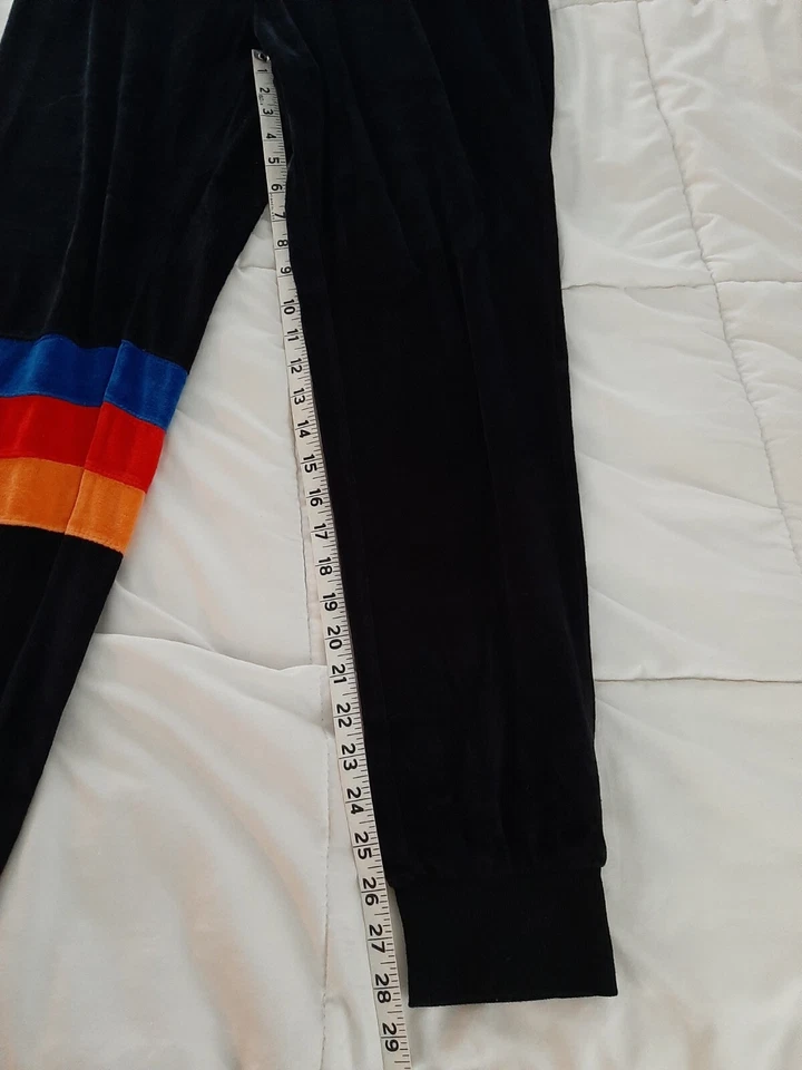 C&C California Black Striped Velour Drawstring Joggers Pants Size large - Image 4 of 4