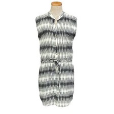 The Odells Anthropologie Dress Blouson Women's S Small Gray Stripe Sleeveless