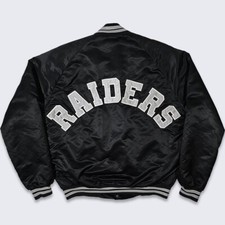 Los Angeles Raiders Vintage 80s Chalk Line Satin Bomber Jacket - NFL Football