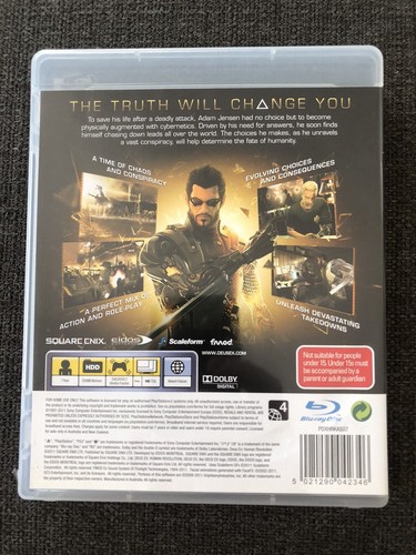 Deus Ex Human Revolution Playstation 3 PS3 Eidos PAL Game Complete With Manual - Picture 2 of 3