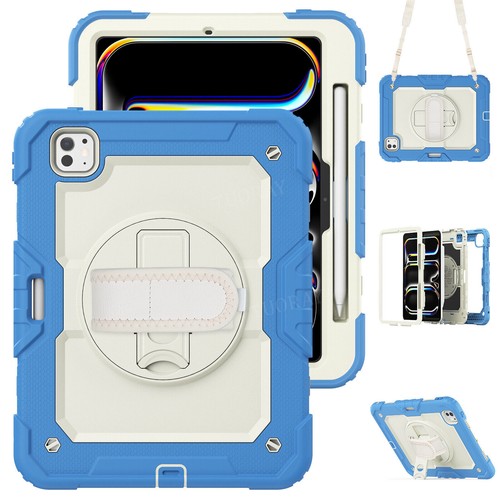 Für iPad 5/6/7/8/9/10 Gen Air 4 5 6 Pro 11 13 Hybrid Outdoor Tasche Gurt Hülle - Bild 202 von 225