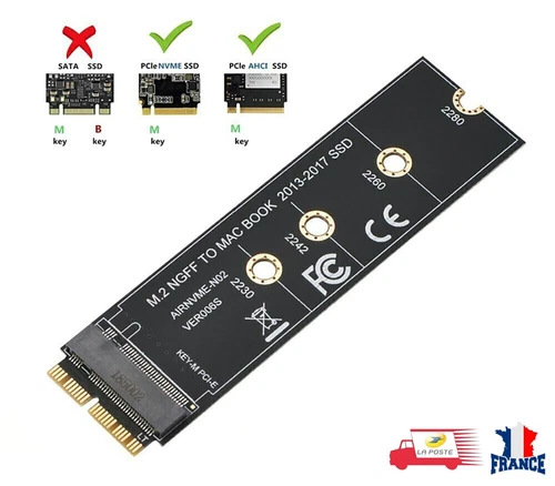 M.2 NVME SSD carte adaptateur pour MacBook Air Pro Retina 2013-2017 NVME / AHCI 