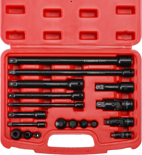 CASOMAN 18-Piece Drive Tool Accessory Set, Premium CR-V Steel with Black Phospha - 第 2/12 張圖片