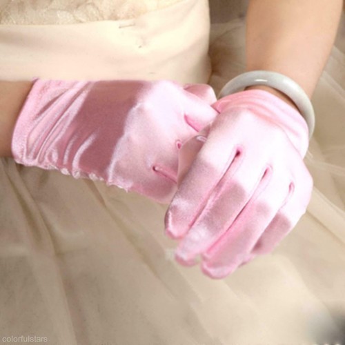 Short Wedding Bridal Satin Gloves Opera Gloves Dancing Party Gloves for Womens - Picture 10 of 20