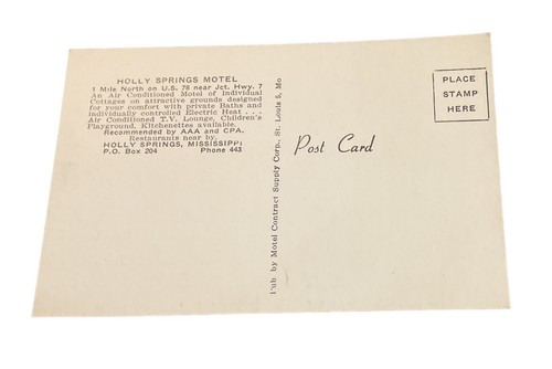 Holly Springs Motel MS Mississippi Picnic Table postcard IP12 - Picture 2 of 2