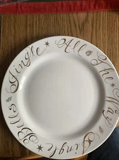 Target Rosanna JINGLE BELLS 10.25" Dinner Plate Set 4 Christmas White Gold Italy