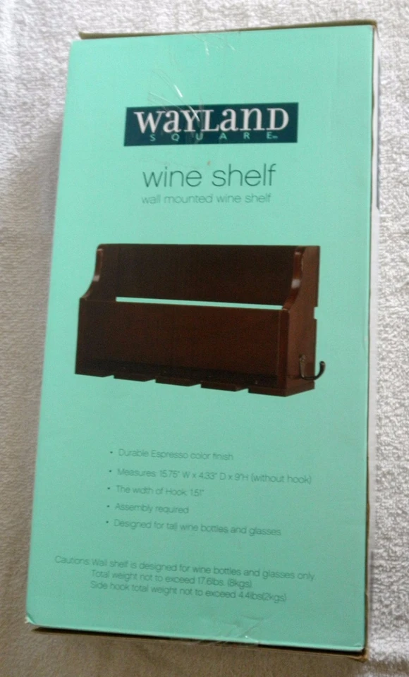 Novo Rack de Prateleira de Vinho Wayland Quadrado Montado na Parede Garrafa de Vidro Toalha Gancho - Imagem 2 de 2