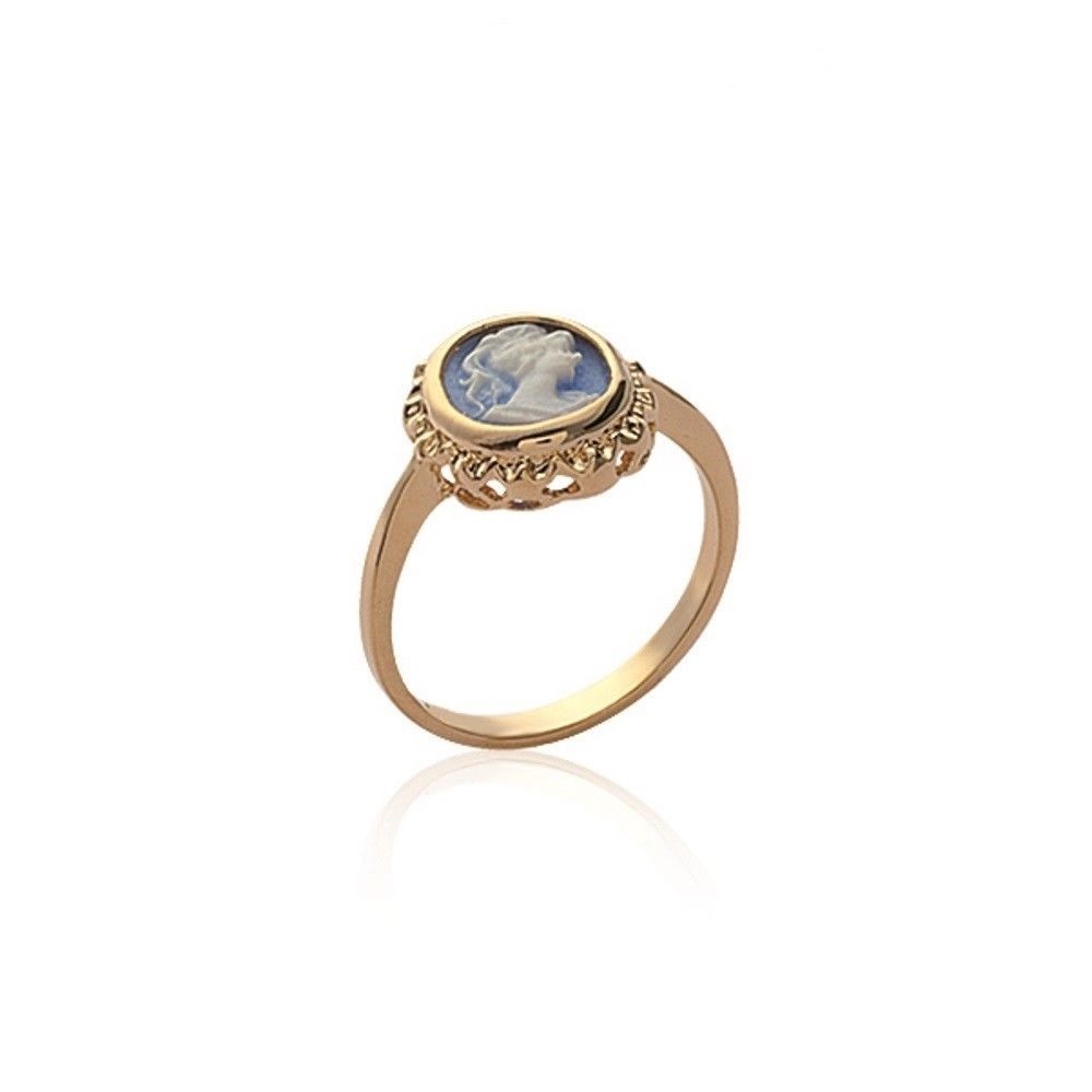 Bague camée d'exception en plaqué or 750/000 avec poinçon officiel de maîtrise