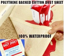 Plastic backed Economy laminated cotton dust sheet spill protect 12ft x 9ft