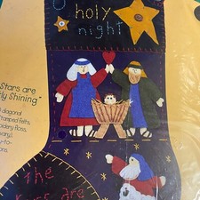 Nativity 15" Bucilla 18"Christmas Stocking Kit 83794 Stars Brightly Shining