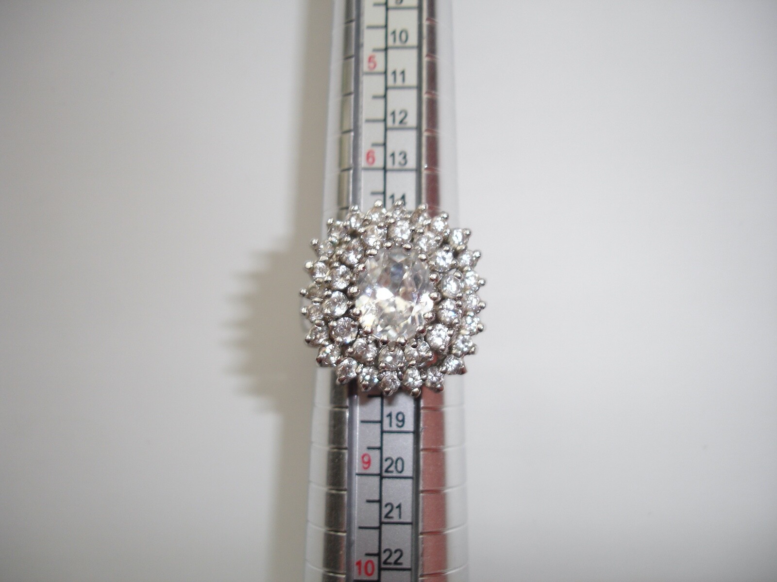 LARGE Silver Prong Set CZ Statement Cocktail Art … - image 5