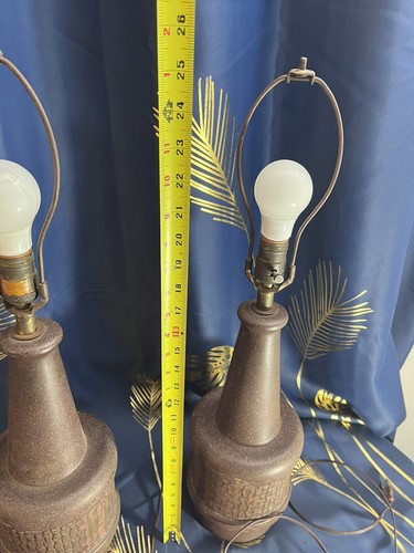 Pair Of Vintage Mid century Ceramic Lamps Sunset & Shade Lamp Inc - Picture 8 of 11