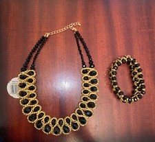 luxurious Black Cyrstal beads Necklace and Bracelet
