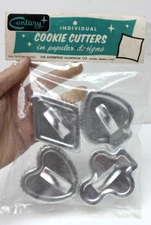 Vintage Enterprise Aluminum Century Individual Cookie Cutters 4pk Card Suits NOS