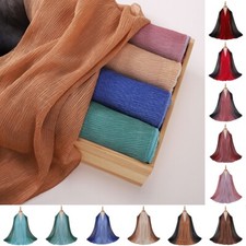 Wrinkled Scarves Women's Headscarves Gradient Color Muslim Scarves Long Turban