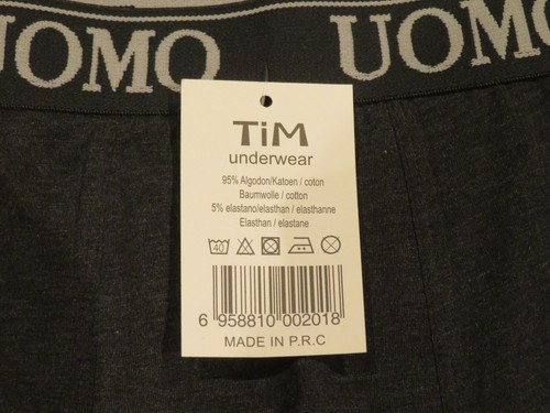 UOMO DARK GREY MENS COTTON LYCRA SOFT BOXERS L 28 in waist-Unstretched BNWT - Picture 4 of 4