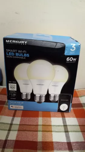 Merkury Innovations Indoor A19 Smart White LED Bulb 60W Non-Dimmable 3-Pack