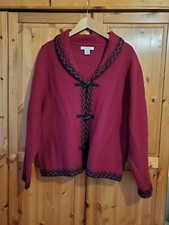 Paraphrase Red 100% Wool Retro Elegant Worm Ladies Winter Jacket Xl