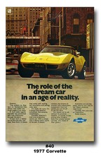 13x19 1977 Chevrolet Corvette Stingray Sport Ad Poster Chevy C3 Vette 427 454 77