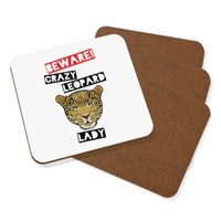 Beware VerrüCkte Leopard Damen Untersetzer GeträNke Set Mit 4 - Lustig Tiere