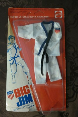 Big Jim Art 7344 US Olympic Judo Outfit, in Original-Verpackung, Selten Vintage.