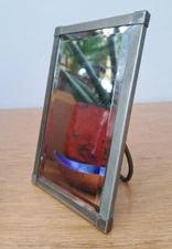 Antique Art Deco Metal Bevelled Edge Travel Bathroom Shaving Makeup Mirror