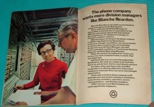 1972 BELL TELEPHONE SYSTEM AD ~ MANAGER BLANCHE REARDON WOMAN EXECUTIVE AT&T