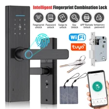 Tuya Wifi Smart Door Lock Fingerprint WiFi Keyless Entry Door Lock w/ Handle US