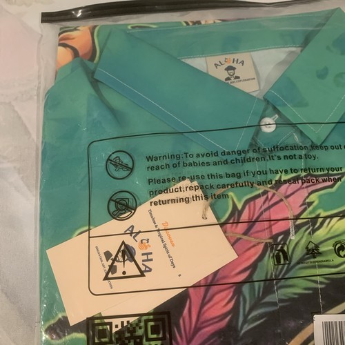 Aloha Innovation Art Men's Green Multi Color NwT Half Sleeve Button Size Large - Picture 5 of 17