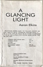 A Glancing Light - Aaron Elkins - PRISTINE Softcover Uncorrected Proof - 1991