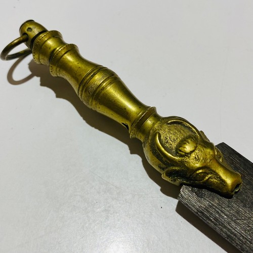 Antique German Brass Bull Handle Sharpening steel 11.5" Made in Germany c1800 - Picture 6 of 7