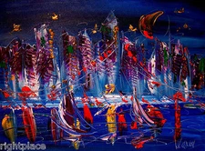 CITYSCAPE CANVAS STRETCHED MODERN ABSTRACT WALL DECOR ORIGINAL SFeeffVnS