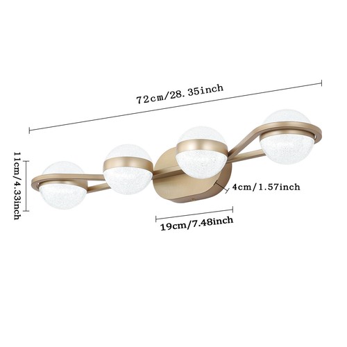 30'' Vanity 4 Light LED Acrylic Shade Gold for Bathroom Mirror Wall Lamp Fixture - Picture 2 of 9