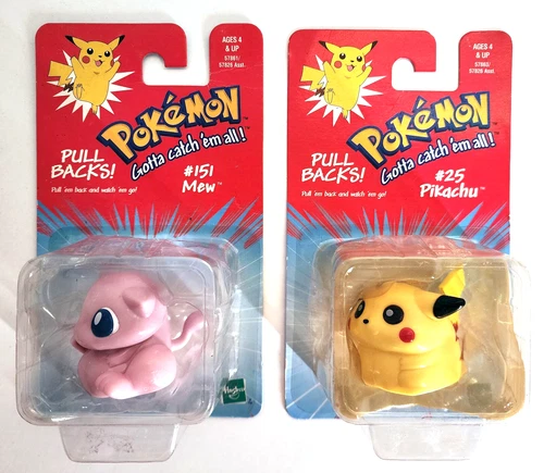 Pokémon Pull Backs! Mew and Pikachu (SET OF 2) - Hasbro Vintage Toys 1999 SEALED