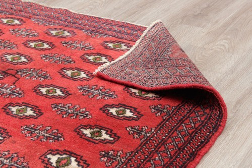 4x7 Vintage Traditional RED Geometric Hand Knotted Wool Oriental Area Rug - Picture 17 of 18