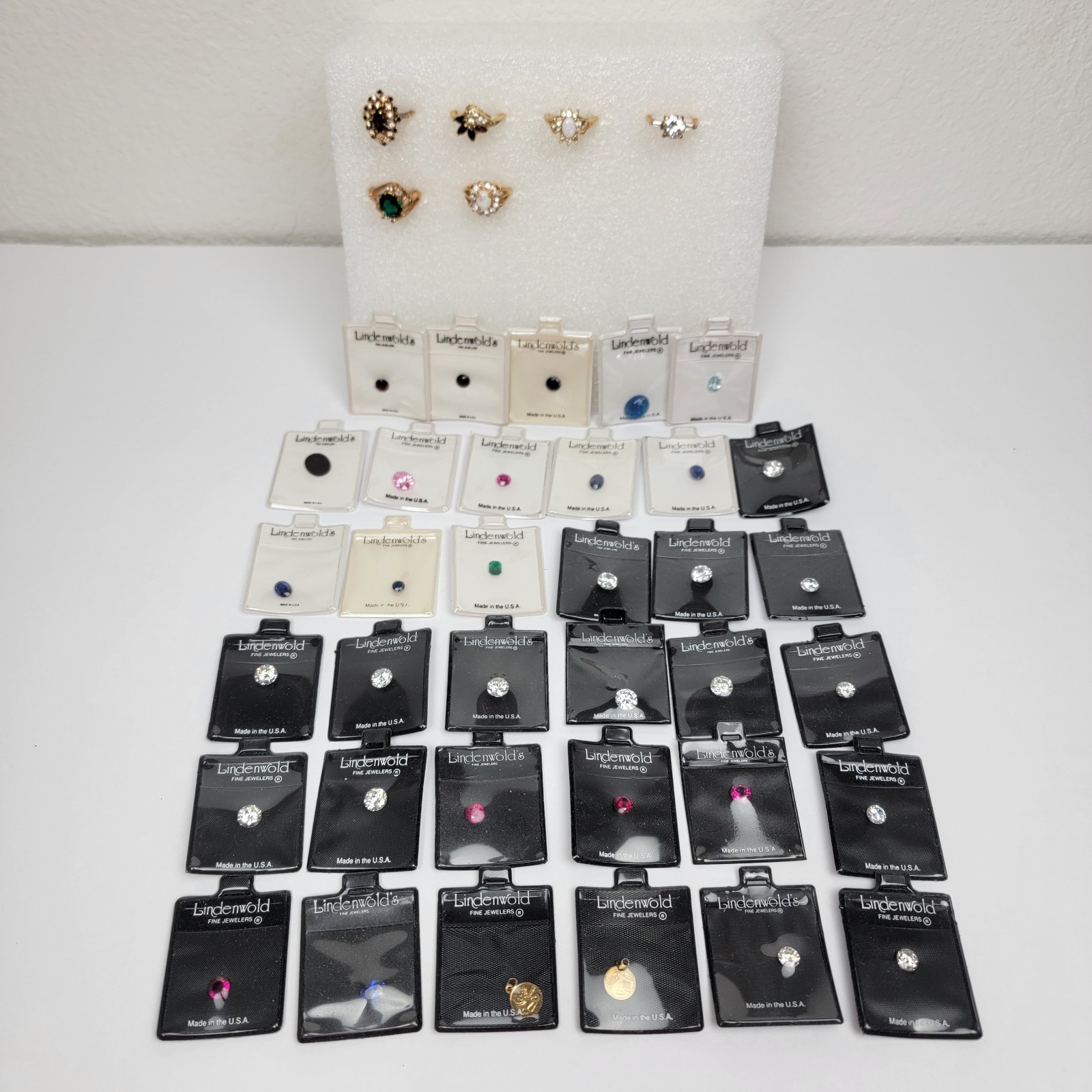 Lot Lindenwold Cubic Zirconia CZ Simulant Gemstones 33 Stones 6 Rings 2 Charms